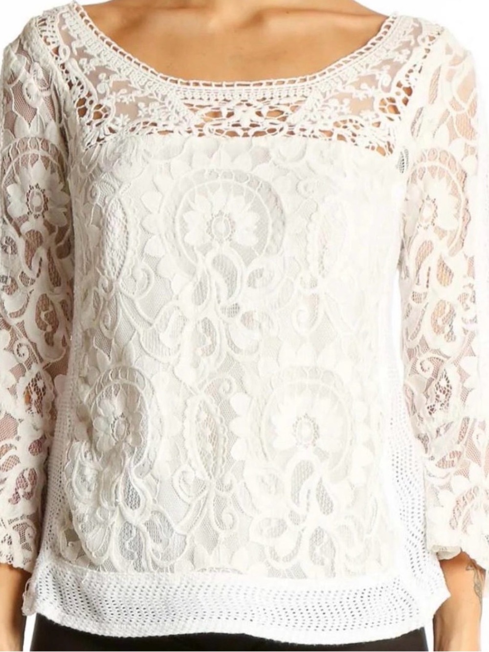Nanette Lepore White Lace Viva La Vida Blouse